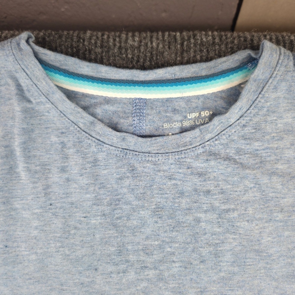 Coolibar Women S Blue Bamboo Cotton UPF 50+ Relaxed Lumaleo Sun Shirt Thumbholes